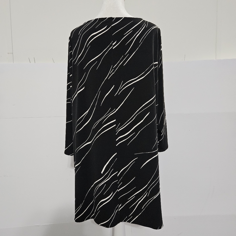 Alfani Size L Black Long-Sleeved Womens Wide Crew Neck Long Dress Shirt  Blouse - Picture 6 of 16
